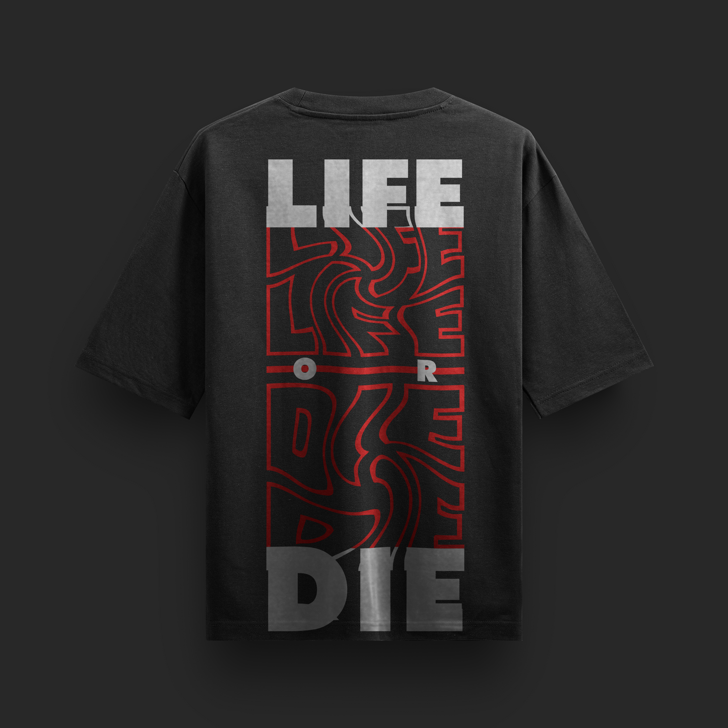 LIFE OR DIE Glitch Skull Graphic Streetwear Tee