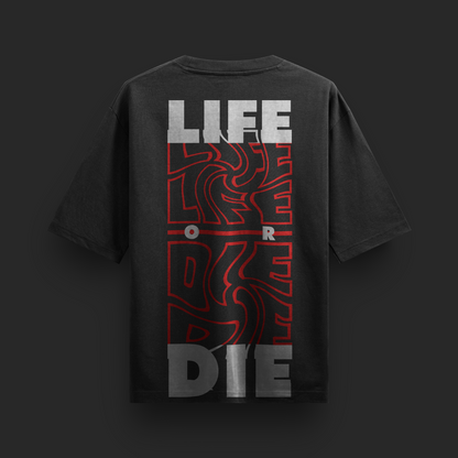 LIFE OR DIE Glitch Skull Graphic Streetwear Tee