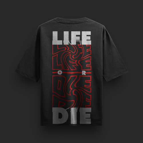 LIFE OR DIE Glitch Skull Graphic Streetwear Tee