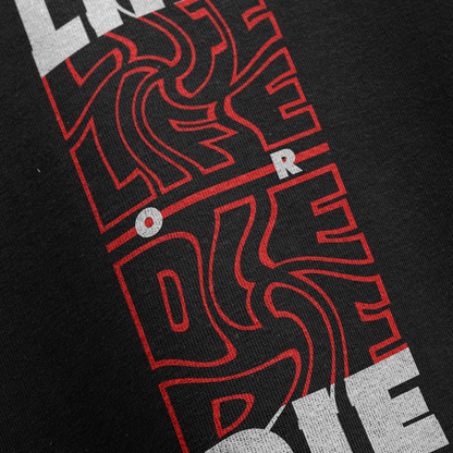LIFE OR DIE Glitch Skull Graphic Streetwear Tee
