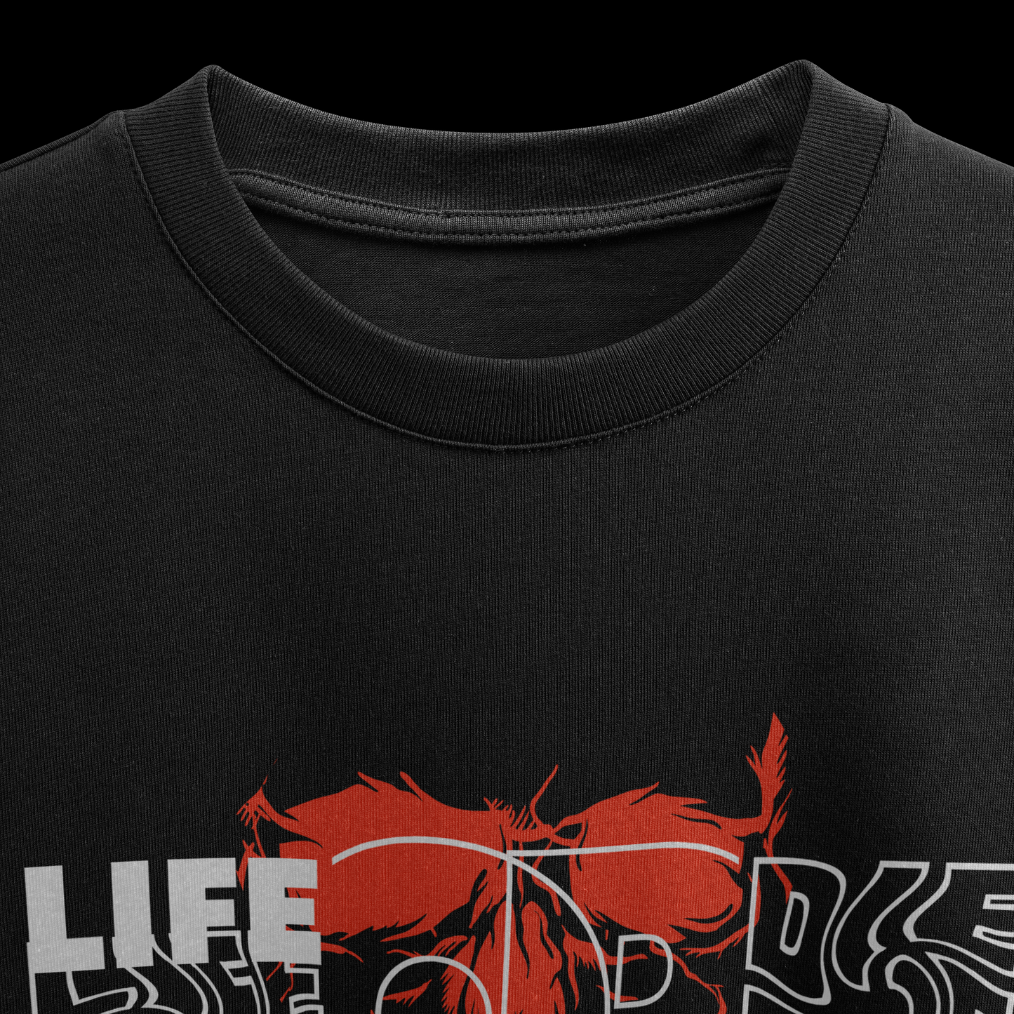 LIFE OR DIE Glitch Skull Graphic Streetwear Tee
