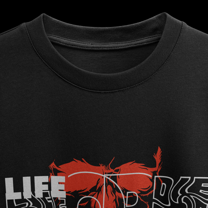 LIFE OR DIE Glitch Skull Graphic Streetwear Tee